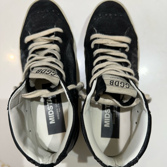 **SOLD**Golden Goose Deluxe Brand Mid Stars 37 black glitter calfskin and suede - Picture 4 of 16